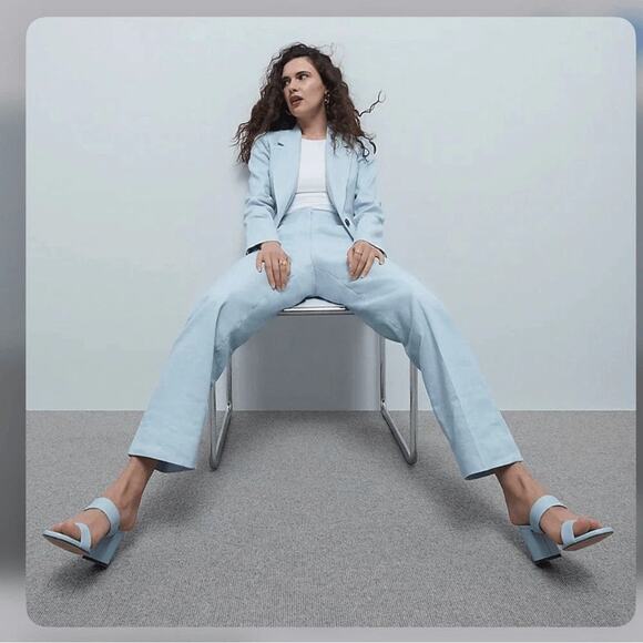 J.Crew Lucie Double-Strap Block-Heel Sandals Soft Peri - 8 Medium - Picture 3 of 3